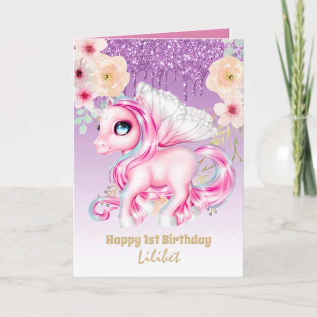 Tarjetas de cumpleaños Lilibet - Princess Unicorns (Anverso)