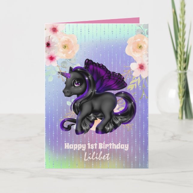 Tarjetas de cumpleaños Lilibet - Princess Unicorns (Anverso)