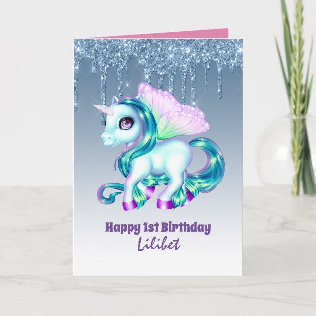 Tarjetas de cumpleaños Lilibet - Princess Unicorns (Anverso)