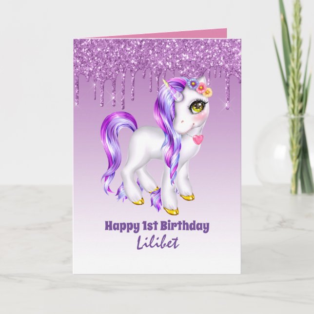 Tarjetas de cumpleaños Lilibet - Princess Unicorns (Anverso)