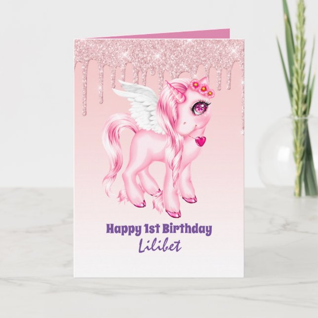 Tarjetas de cumpleaños Lilibet - Princess Unicorns (Anverso)