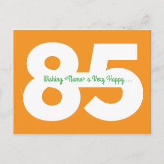 Tarjetas de cumpleaños número 85 - Naranja y Verde