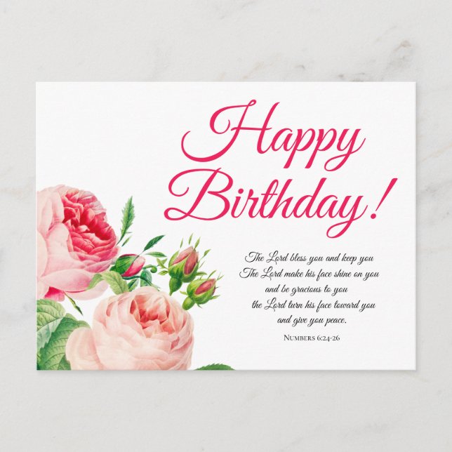 Tarjetas de cumpleaños Números 6:24-26 Florales (Anverso)
