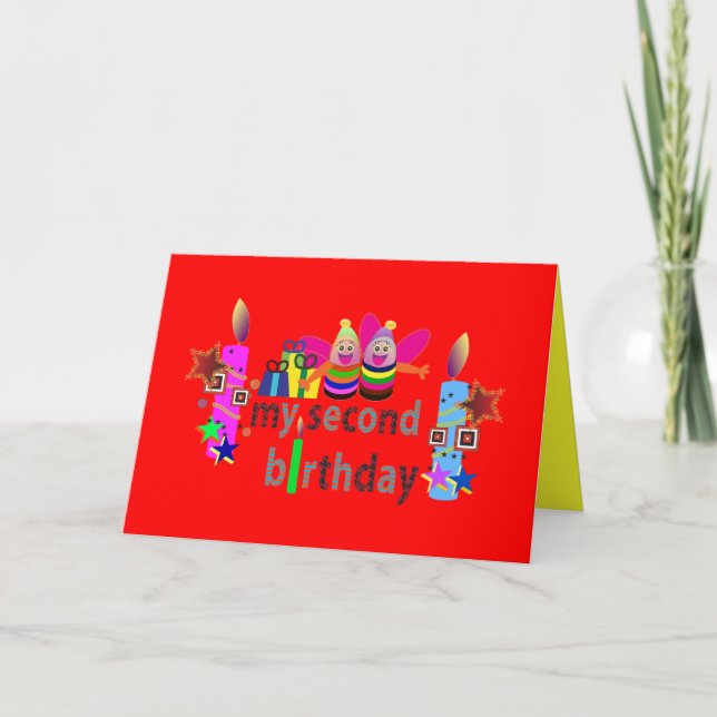 Tarjetas de cumpleaños para animales: segundo cump (Anverso)