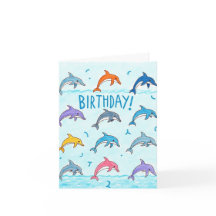 Tarjetas de cumpleaños para delfines felices