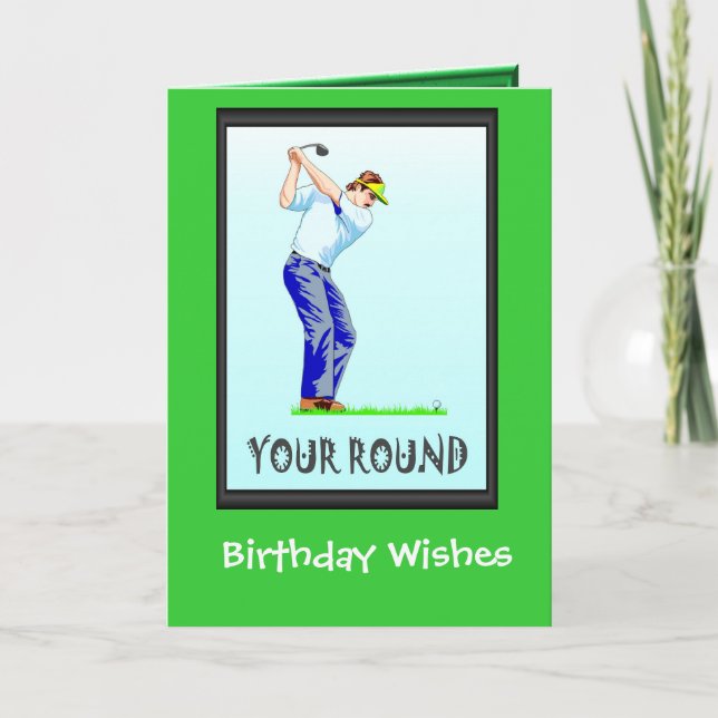 Tarjetas de cumpleaños para jugar golf, despedirse (Anverso)