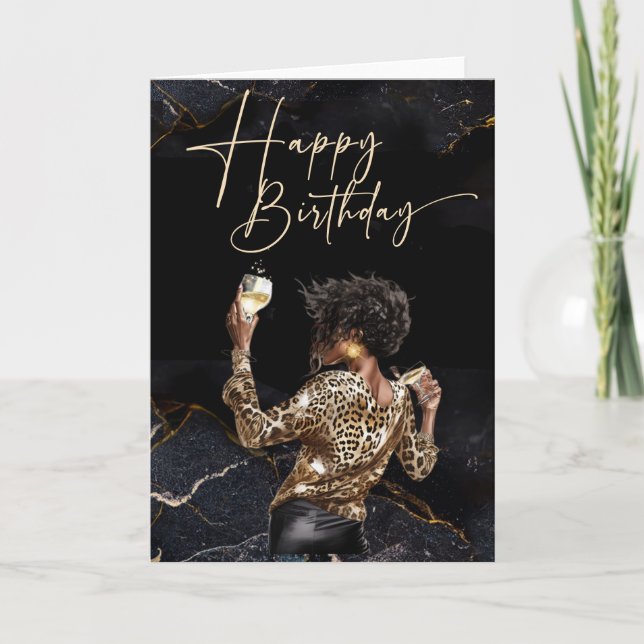 Tarjetas de cumpleaños para mujer afroamericana (Anverso)