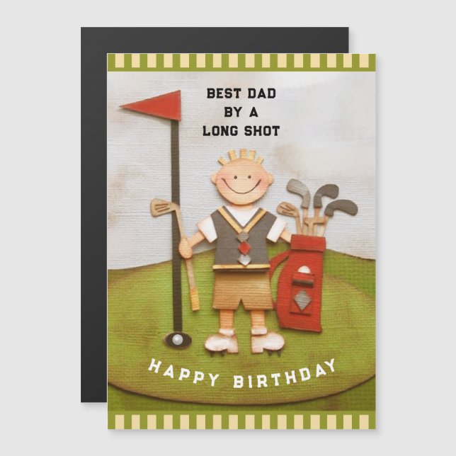 Tarjetas de cumpleaños para papá golfista (Anverso/Reverso)