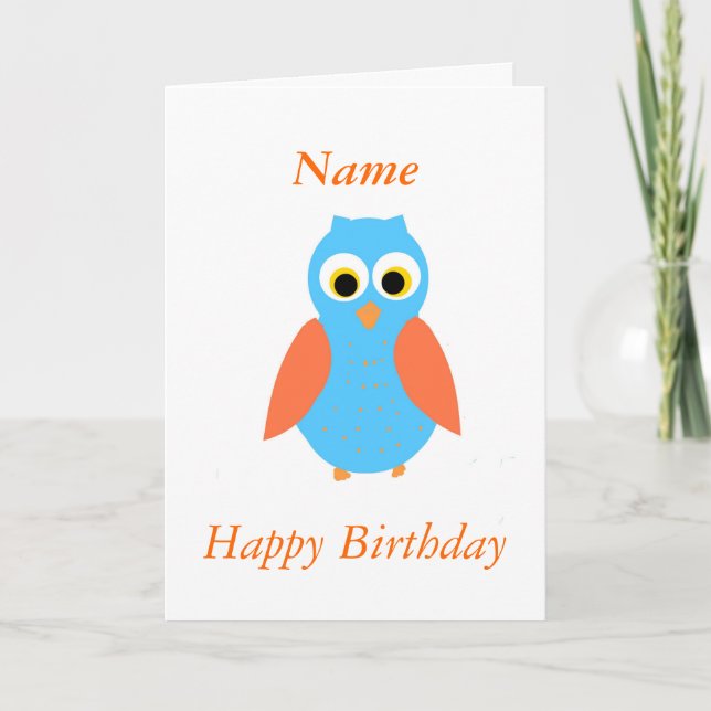 Tarjetas de cumpleaños personalizables de Búho mat (Anverso)