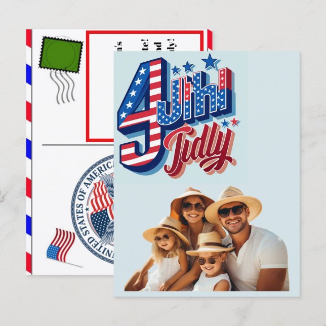 Tarjetas de cumpleaños personalizadas del 4 de jul (Anverso / Reverso)