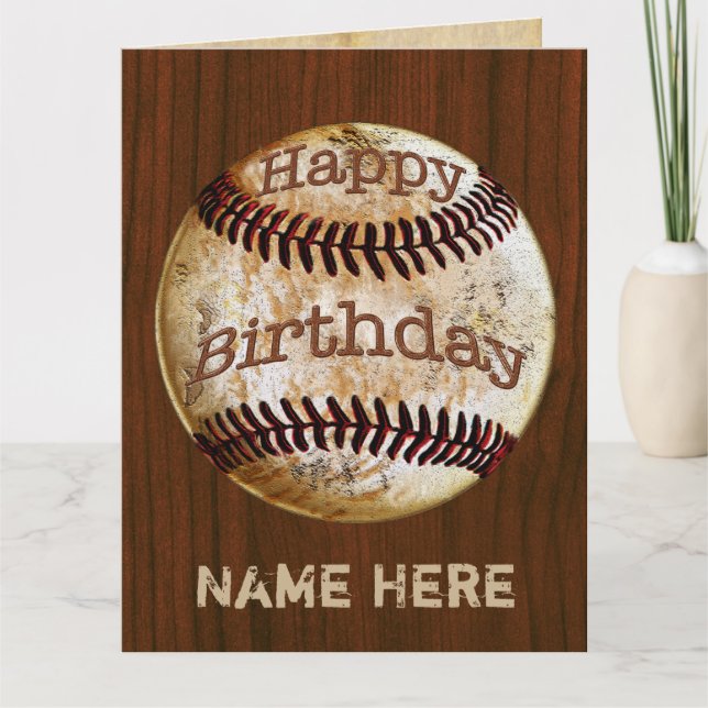 Tarjetas de cumpleaños personalizadas del béisbol (Anverso)