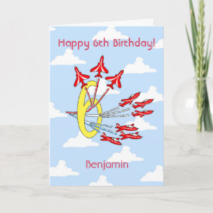 Tarjetas de cumpleaños Red Jet Planes - 6º (Cielo
