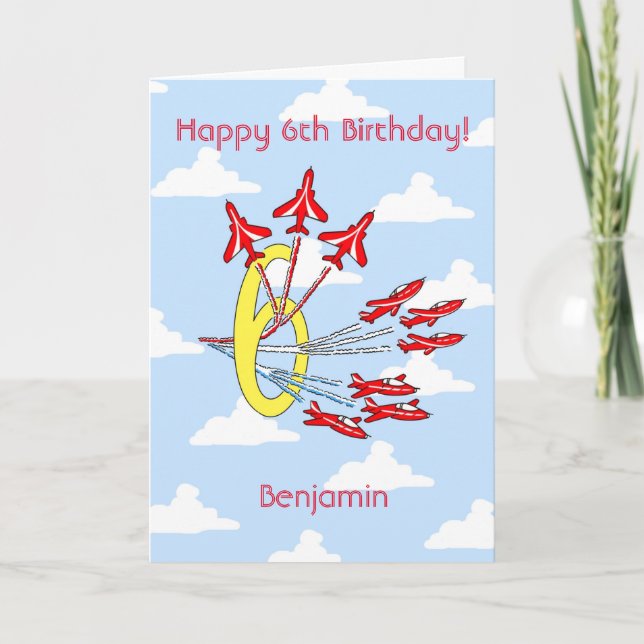 Tarjetas de cumpleaños Red Jet Planes - 6º (Cielo  (Anverso)
