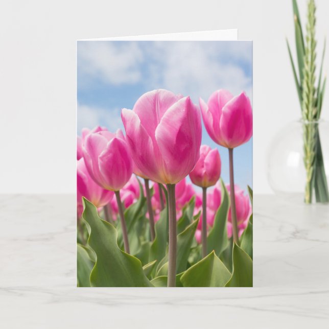 TARJETAS DE CUMPLEAÑOS TULIPANES ROSAS (Anverso)