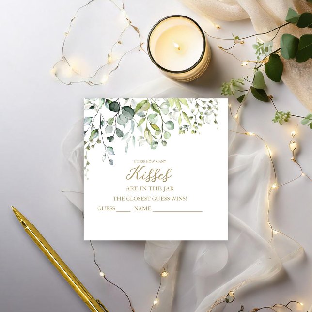Tarjetas de Cute Greenery Adivina Cuántos Besos (Subido por el creador)