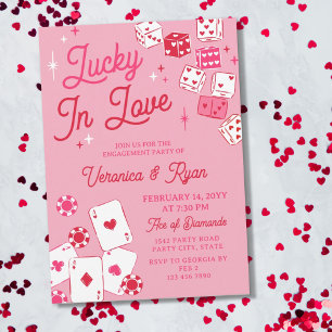 Tarjetas de dados de amor afortunadas rojas y rosa