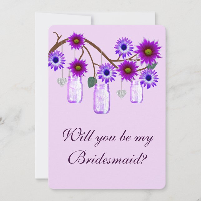 Tarjetas de Dama de Honor con Flores Moradas en Fr (Anverso)