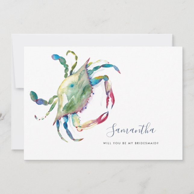 Tarjetas de dama de honor de acuarela junto al mar (Anverso)