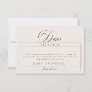 Tarjetas de dama de honor de marfil marrón clásico