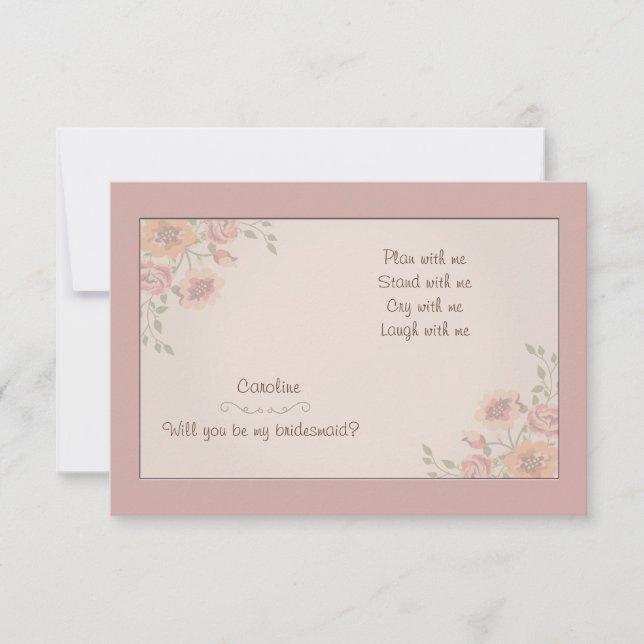 Tarjetas de Dama de Honor Susurros Florales (Anverso)