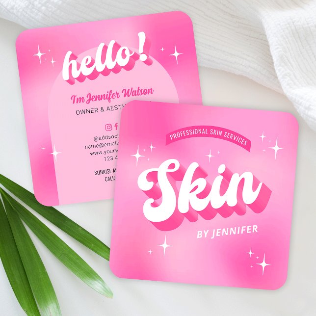 Tarjetas de dermatólogo de cuidado de la piel rosa (Subido por el creador)