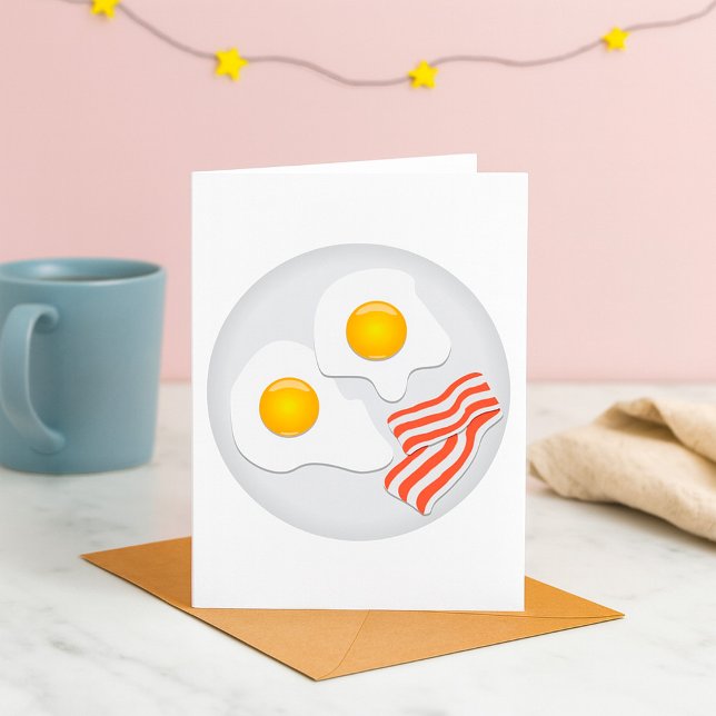 Tarjetas de desayuno de huevos fritos y beicon (Subido por el creador)