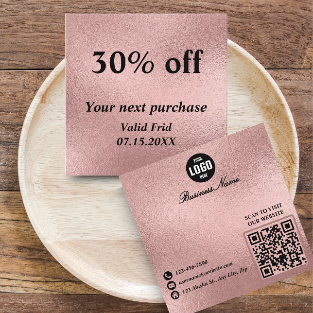 Tarjetas de descuento de fidelidad de código QR de (Gold Foil QR Code Loyalty Discount Cards for Beauty Professionals)