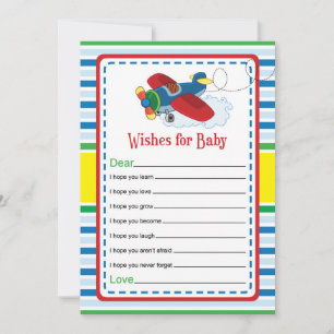 Tarjetas de deseos de avión para juego de baby sho