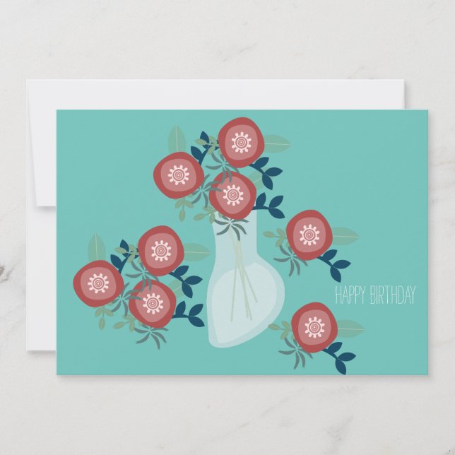 Tarjetas de deseos de cumpleaños con flores de cam (Anverso)