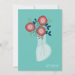 Tarjetas de deseos de cumpleaños con sencillas flo
