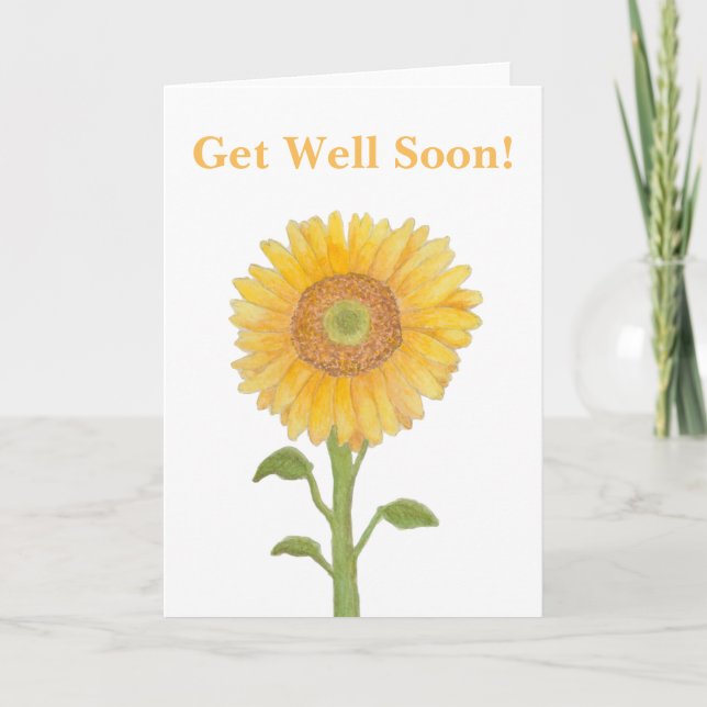 Tarjetas de deseos de recuperación con girasoles p (Anverso)