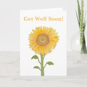 Tarjetas de deseos de recuperación con girasoles p