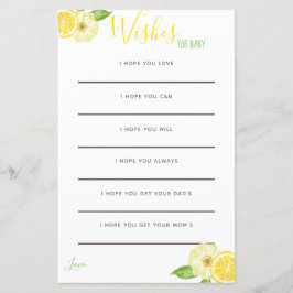 Tarjetas de deseos para bebés florales de cítricos