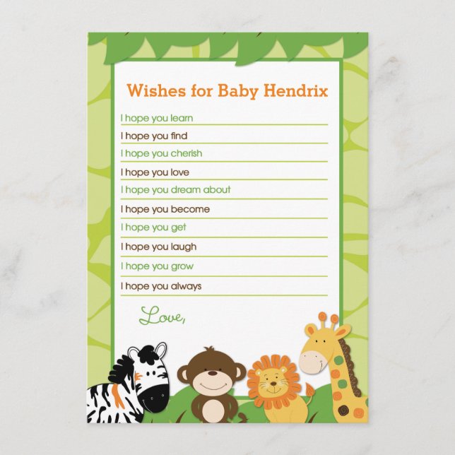 Tarjetas de deseos y consejos para bebé de Animale (Anverso)