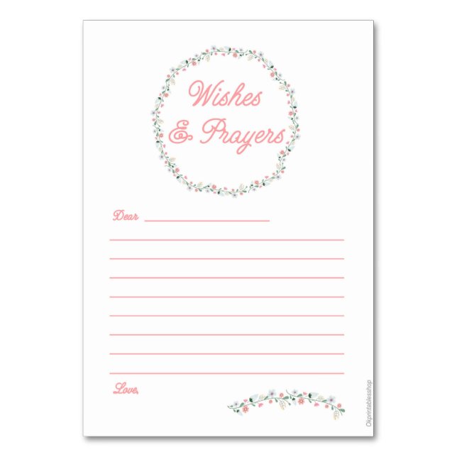 Tarjetas de deseos y oraciones - Rosa (Anverso)
