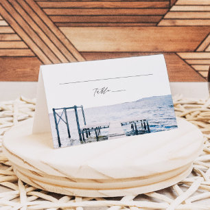 Tarjetas de destino del océano en el muelle del la
