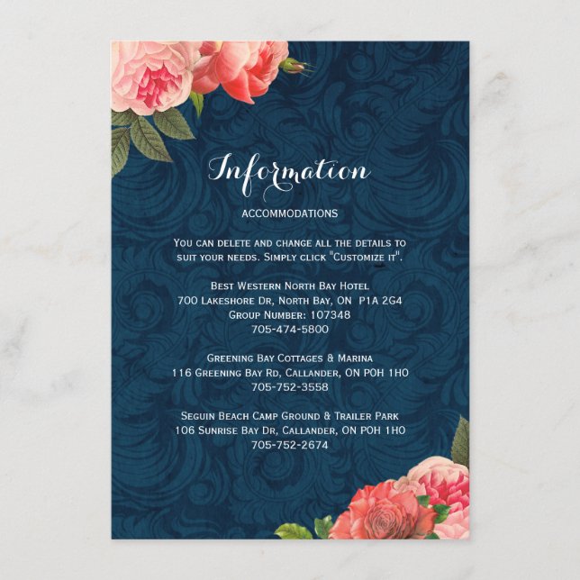 Tarjetas de detalle coralinas románticas de Peonie (Anverso)