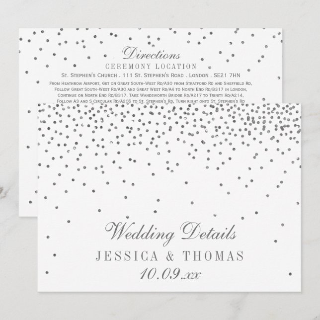 Tarjetas de detalle de Boda de confetti de vidrio  (Anverso / Reverso)