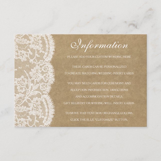 Tarjetas de detalle de la colección de Bodas Kraft (Anverso)