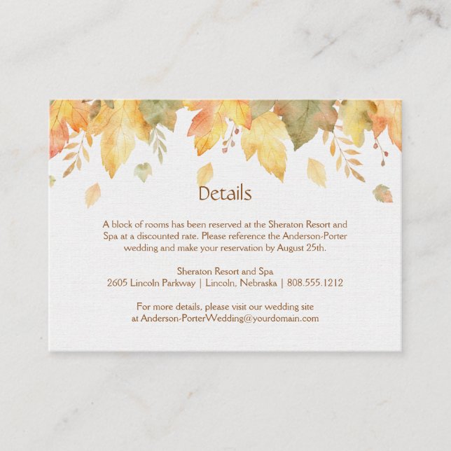 Tarjetas de Detalle de Otoño en Acuarela | (Anverso)
