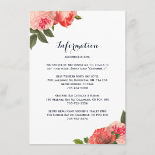 Tarjetas de detalle románticas de coral peoniano