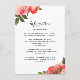 Tarjetas de detalle románticas de coral peoniano