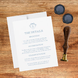 Tarjetas de Detalles de Boda Azules Dibujadas a Ma