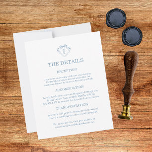 Tarjetas de Detalles de Boda Azules Dibujadas a Ma