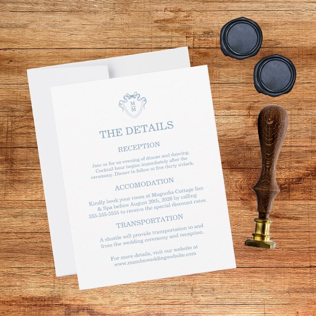 Tarjetas de Detalles de Boda Azules Dibujadas a Ma (Subido por el creador)
