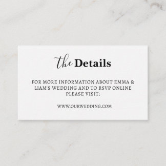 Tarjetas de Detalles de Boda Blancas