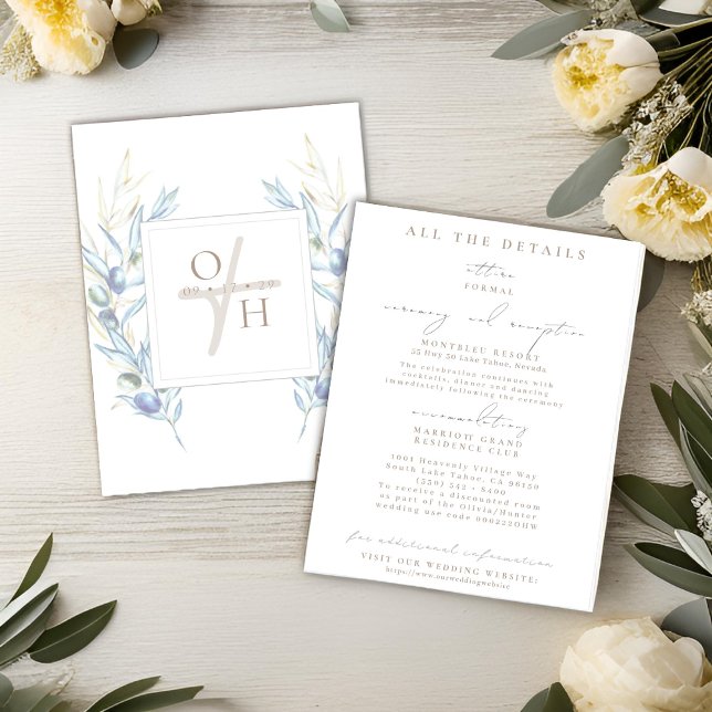 Tarjetas de Detalles de Boda con Rama de Olivo (Subido por el creador)