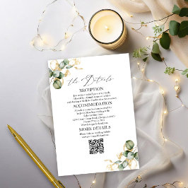 Tarjetas de Detalles de Boda con Vegetación Dorada
