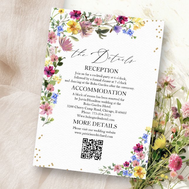 Tarjetas de Detalles de Boda de Boho Flor Silvestr (Subido por el creador)