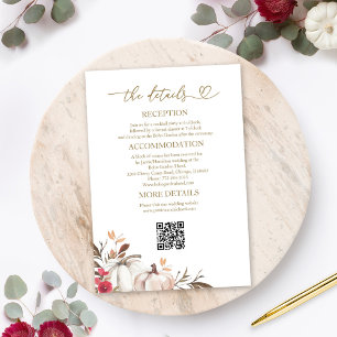 Tarjetas de Detalles de Boda de Otoño con Calabaza